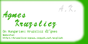 agnes kruzslicz business card